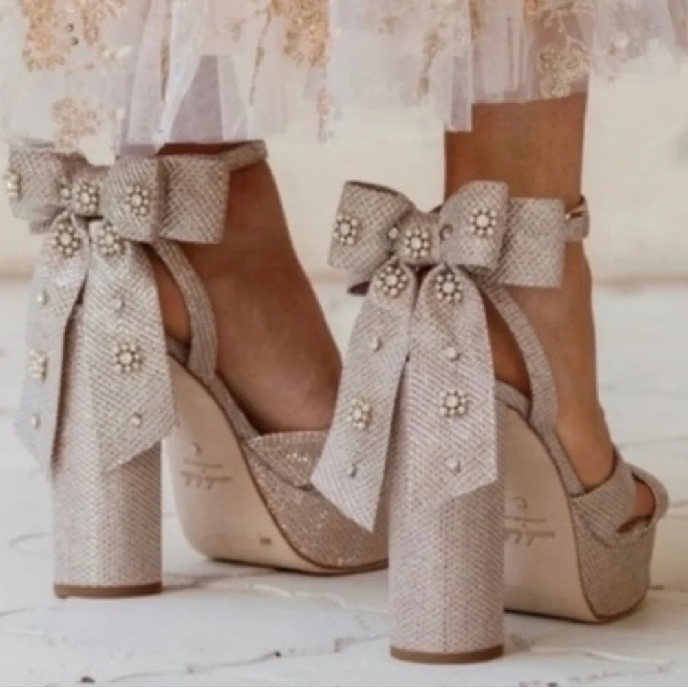 Antonio Melani x Nicola Bathie Platform Sandals Bows - Picture 1 of 1